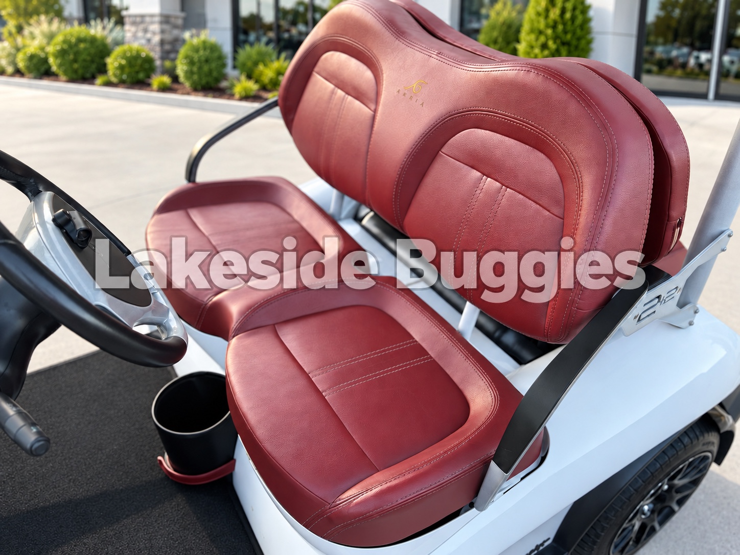 Photo 2 of 9: Front burgundy leather seating